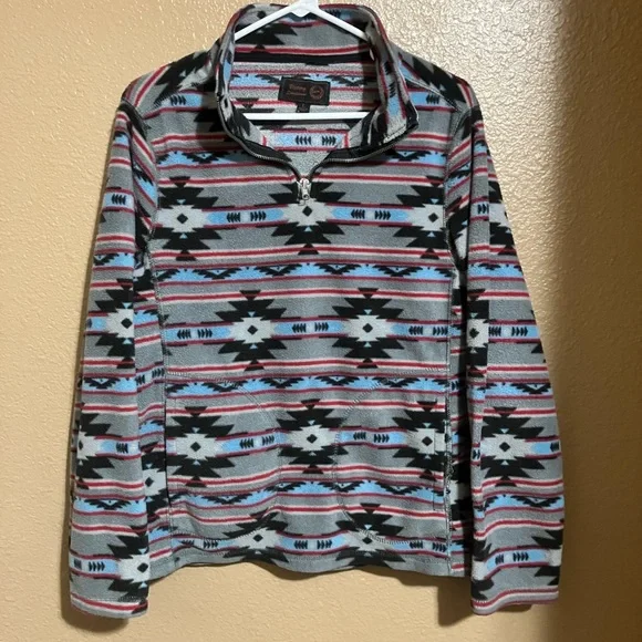 Aztec Pattern Quarter-Zip Pullover - Picture 1 of 3